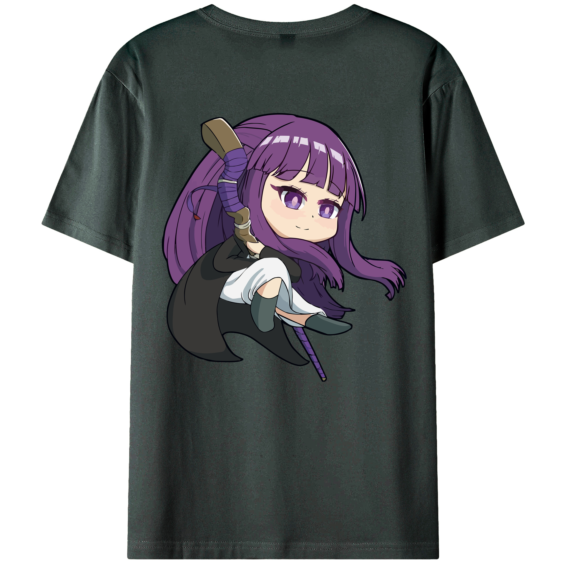 （画像用） 葬送のフリーレン Frieren 綿100％ メンズ半袖Tシャツ（バックプリント） 通気性